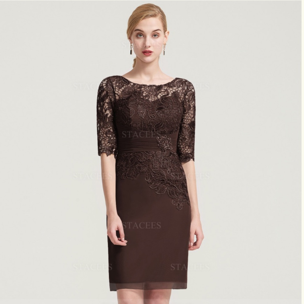 NWT Elegant Chocolate Brown Mother of the Brjde Dress + Sheath Size 12 Stacees